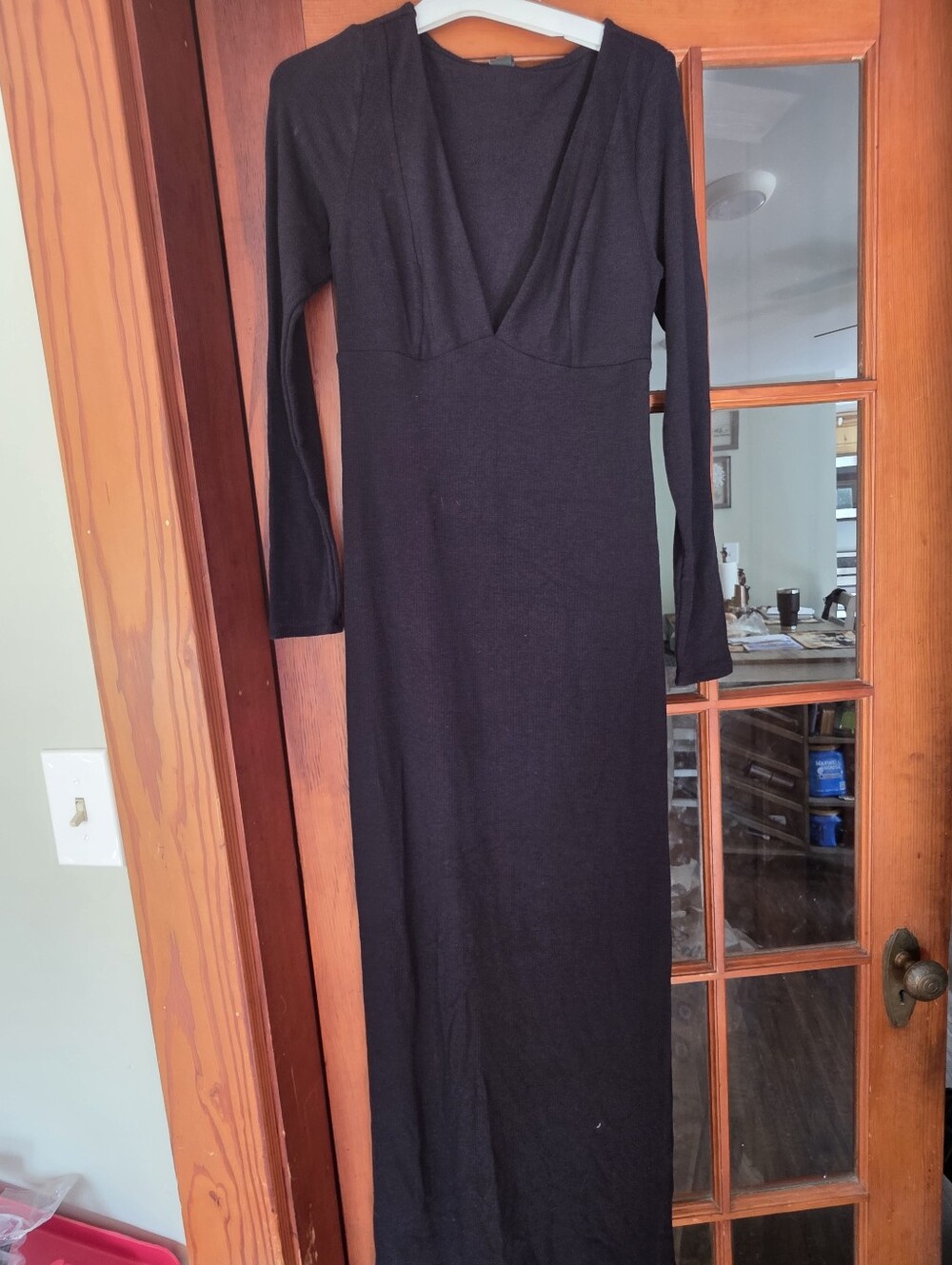 wild fable Black Long Sleeve V-Neck Knit Dress
